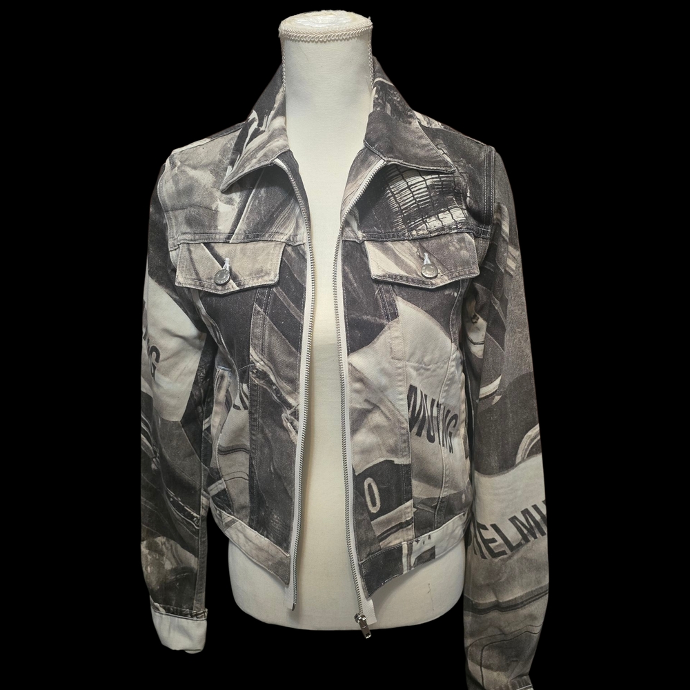 Helmut Lang Black Multi Car Print Denim Jacket